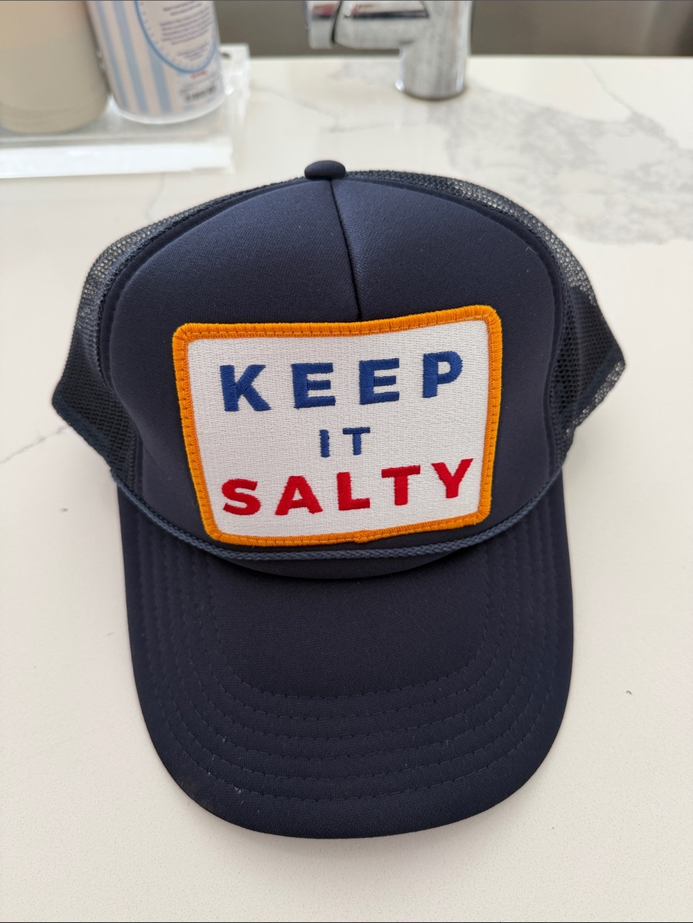 Keep It Salty Navy Trucker Hat for Women
